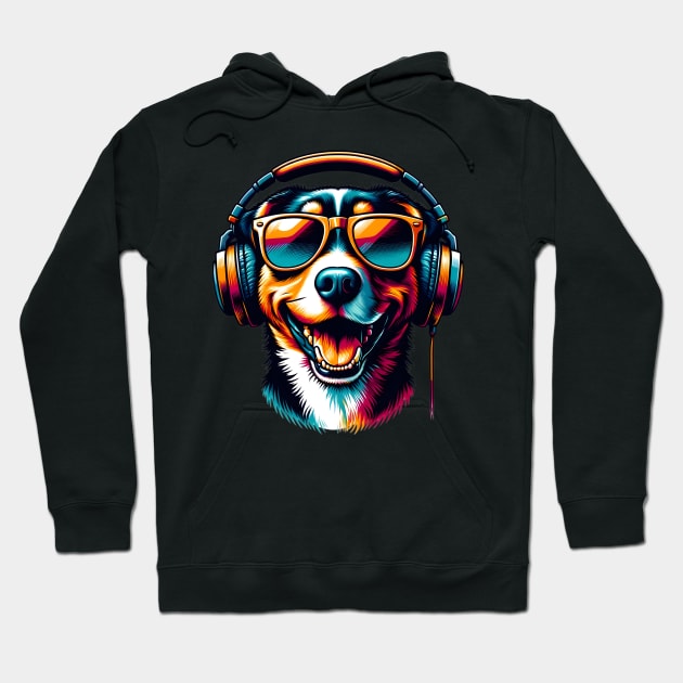 Harrier Smiling DJ with Vibrant Musical Energy Hoodie by ArtRUs